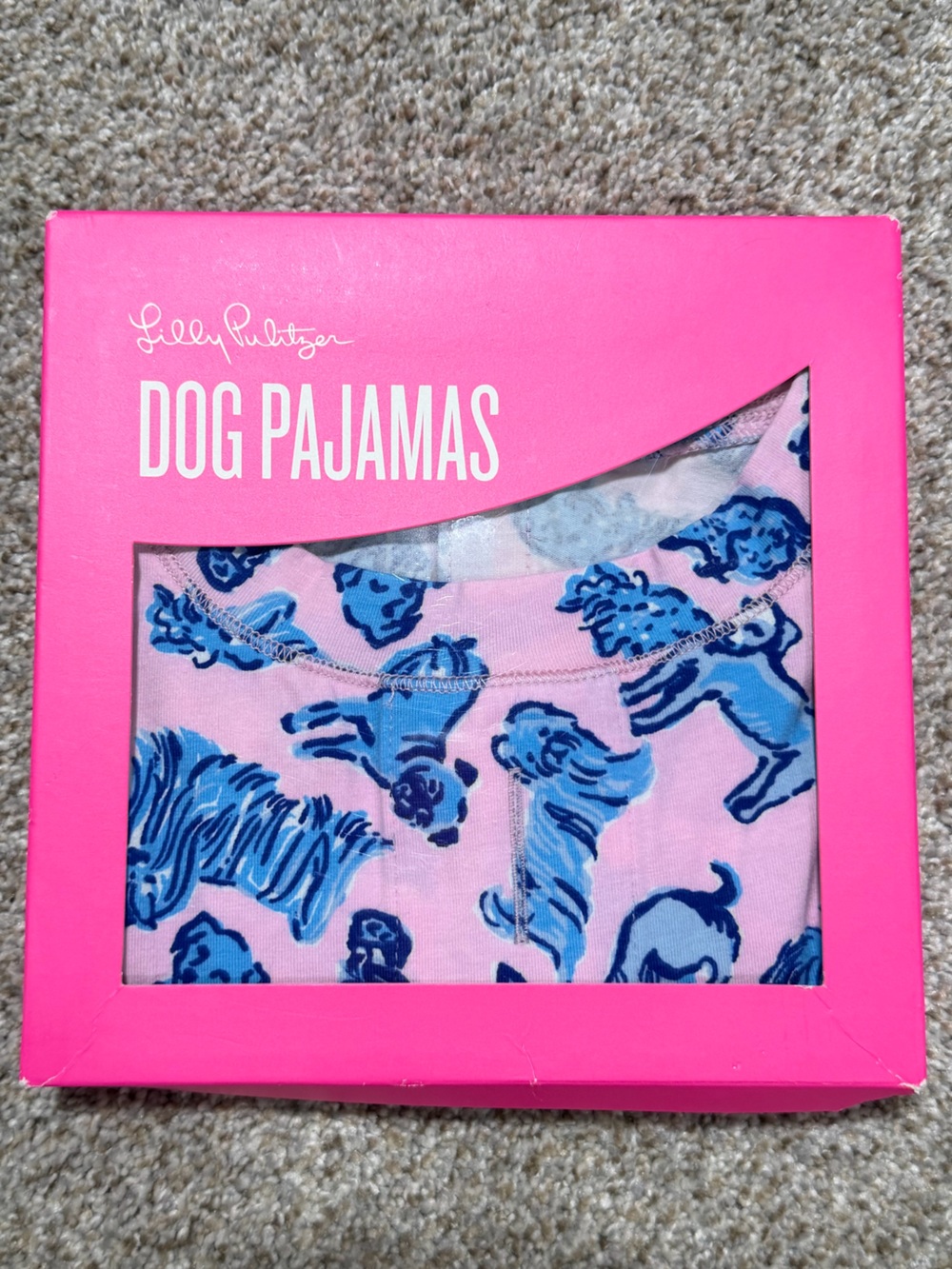 NEW Lilly Pulitzer Lilly Dog PJ Shirt Zanzibar Blue Ruff Night S/M